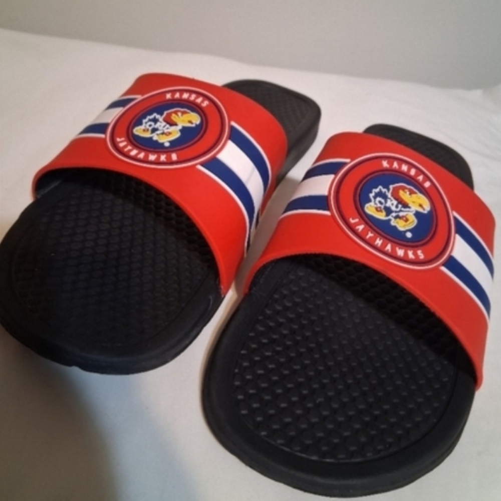 Kansas Jayhawks Red & Black Slide Sandals – Size Large (11–12) - Picture 10 of 10